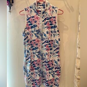 Floral Sleeveless Dress - Pink and Blue